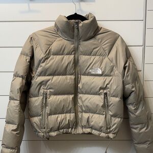 The North Face Cropped Puffer Jacket Beige